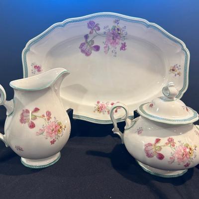 Rosenthal Germany Chippendale Serving Platter With Creamer And Sugar Bowl