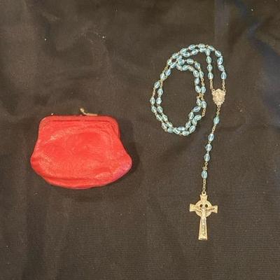 Antique Sterling Silver Catholic Rosary Necklace 