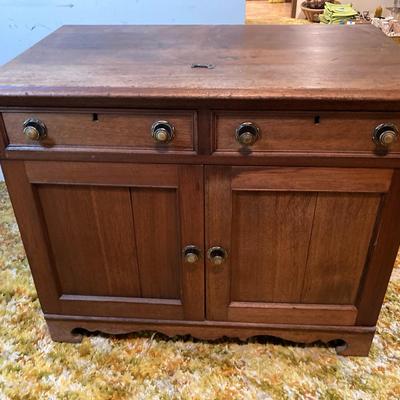 Vintage Wooden Cabinet with Two Drawers And Doors With Key And Locks