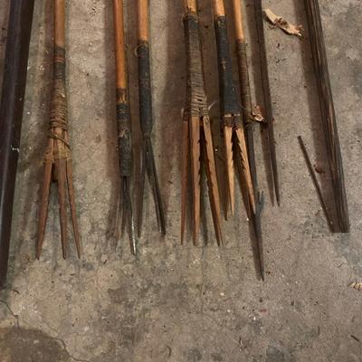Vintage Hunting Bamboo Spears & Bow For Collection