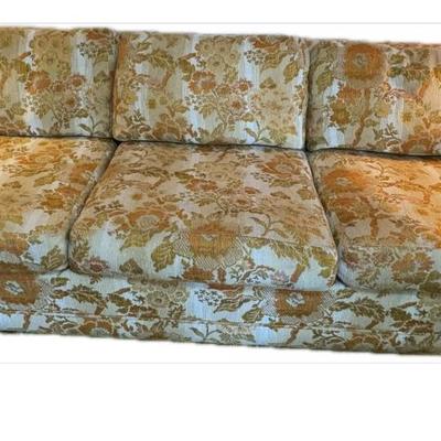 Vintage 1970's Printed Orange Floral Sofa