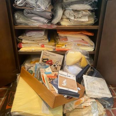 Vintage Fabric In An Assortment Of Textures, Yellow & Oranges, & Notions