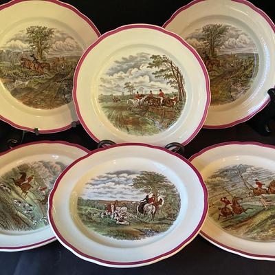 6 Plates Copeland Spode England J.F Herring. Sen Series Red Rim