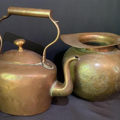 1 Copper Teapot And One Copper Water Pitcher