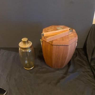 Antique Brass And Glass Cocktail Shaker With Vintage Brass And Glass Handmade Ice Bucket