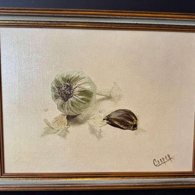 Still Life Garlic, Oil On Canvas Signed Cooper 
