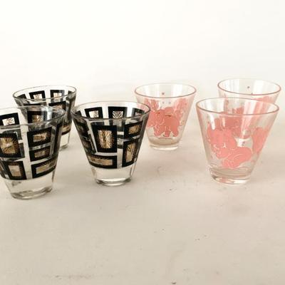 Jeannette Starburst and Hazel - Atlas Pink Elephant shot glasses.