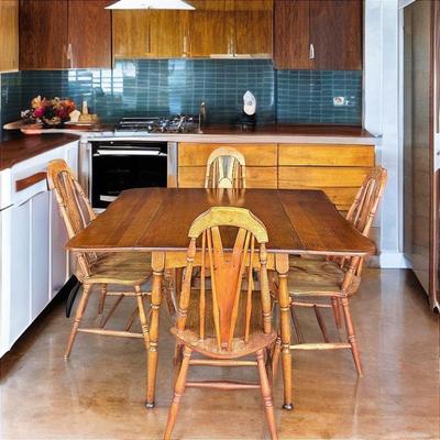 Vintage Drop Leaf Table and Windsor Style Chairs