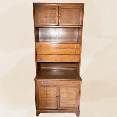 “Birchcraft by Baumritter” Mid-Century Two Piece Chestnut Cabinet