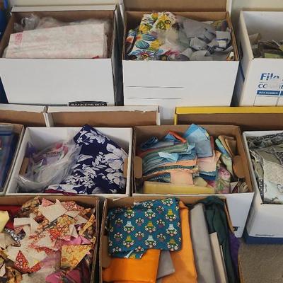 Mystery Lit of 14 Banker Boxes of Precut Fabric Remnants (As is)