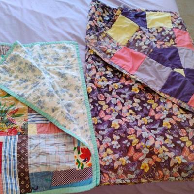 2 Lap/Baby Quilts - 1 Patchwork And 1 Butterfly 