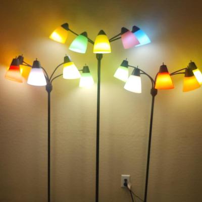 Three - 5 Arm Color Floor Lamps