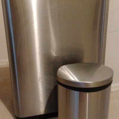 Two Metal Trash Receptacles 1 Sm, 1 Large