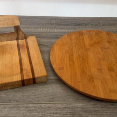 Bamboo Lazy Susan and Wooden Ulu Cutting Board Made in Alaska