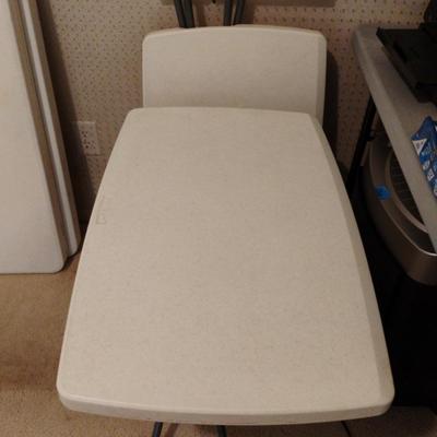 Two Small Adjustable Height Folding Tables