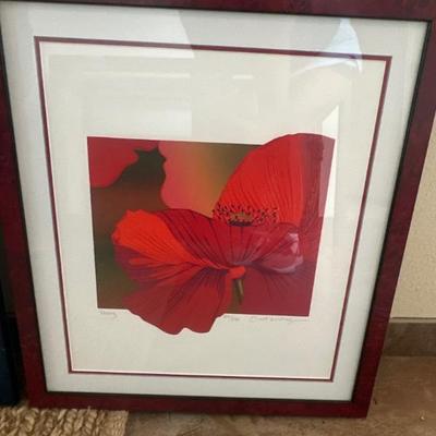 Pair of Poppy framed signed limited edition fine art serigraph