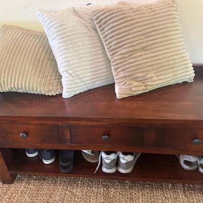 Pottery Barn entryway storage bench