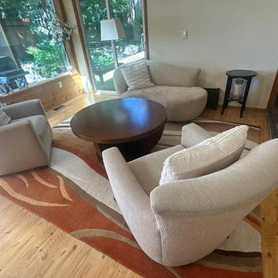 Side chairs, coffee table & side table