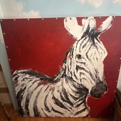 Zebra Giclee on canvas by Fabrice De Villenueve 