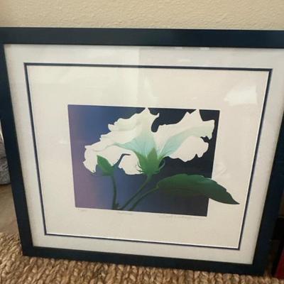 Pair of Hibiscus framed signed limited edition fine art serigraph