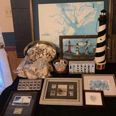 Lighthouse & Beach Decor Featuring St. Helen Sound Map