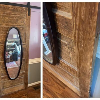 Rustic Sliding Barn Door with Mounted Mirror