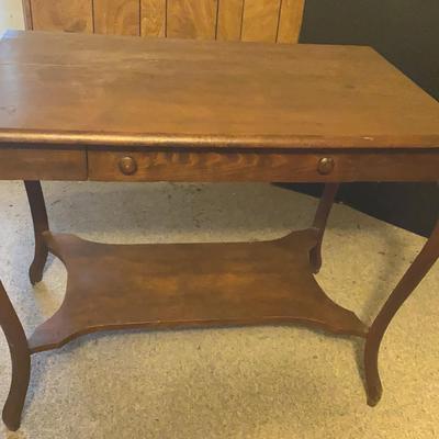 Vintage Wood Side Table with Drawer