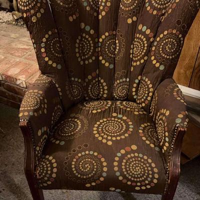Vintage Upholstered Accent Chair with Swirl Dot Pattern