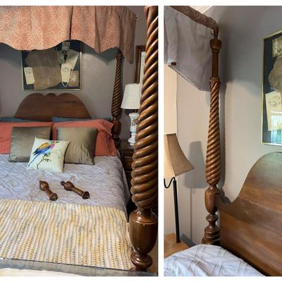 Four Poster Solid Wood Full Bed with Canopy