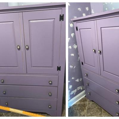 Broyhill Purple Painted Cabinet With Drawers