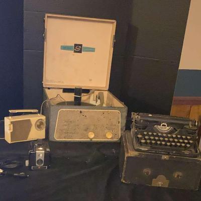 Vintage Electronics Featuring Symphonic Phonograph, Kodak Camera & Underwood Typewriter