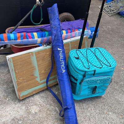 Beach & Utility Bundle Featuring Nautica Umbrellas, Radio Flyer Wagon, Cooler & More