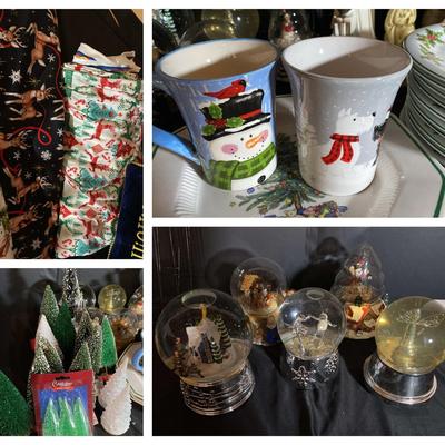 Holiday Collection Featuring Snow Globes, Christmas Plates & Mugs, Bottle Brush Trees, & More