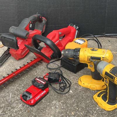Craftsman and DeWalt Power Tool Group with Chargers and Batteries