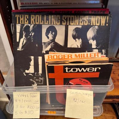 Vinyl records small and large