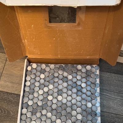 Penny Mosaic Tile, Gray-white, Floor & Decor; 1 box, make me an offer