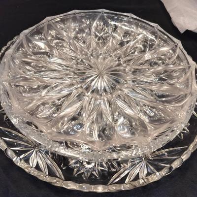3 American Cut Lead Crystal Dinnerware Vintage Plates