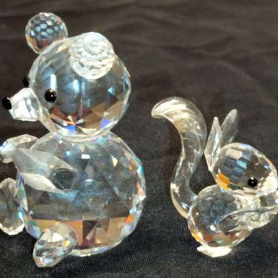 Swarovski Collector's Society Vintage Animal Collectible Figures Teddy Bear And Squirrel