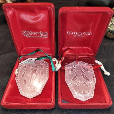 Waterford Crystal 12 Days Of Christmas Pair Of Collectible Vintage Crystal Ornaments