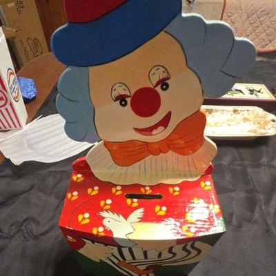 Hand-painted Clown Vintage Piggy Bank 