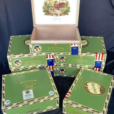 7 J.C. Newman "Brickhouse" Vintage Wooden Cigar Boxes Empty