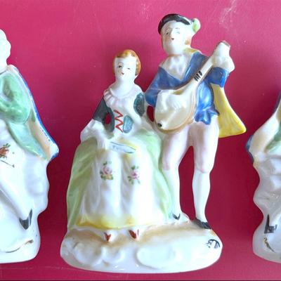 Hand Painted Victorian Or Colonial Porcelain Figurines Made In Occupied Japan