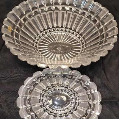USSR Handmade Russian 24% Lead Cut Crystal Matching Bowl Set