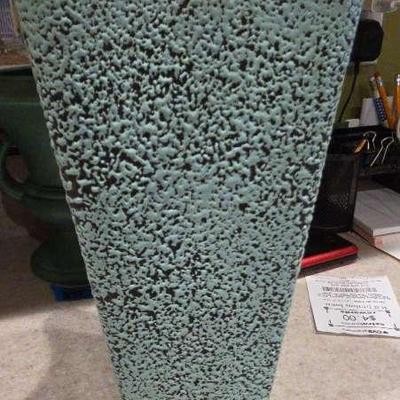 Shawnee Pottery Vase, Kenwood Aqua Turquoise Confetti Popcorn Ceramic 10"×7"