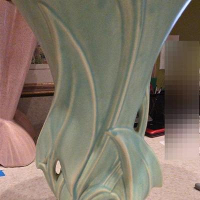 Vintage Aqua Large Arrowhead McCoy Vase 7"×10"