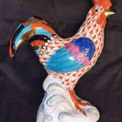 Herend Rust Antique Fishnet Cocky Rooster 5031 Hand Painted Figurine #1