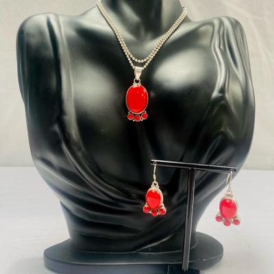 Coral & Sterling Set
