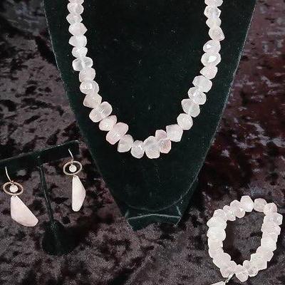 Deb Guyot Pink Quartz Chunky Stone Choker 16"+