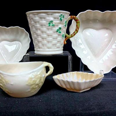 Belleek & Irish-Inspired Creamware Pottery Lot