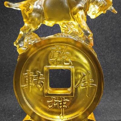 Feng Shui Yinzhou Golden Bull Crystal Figurine